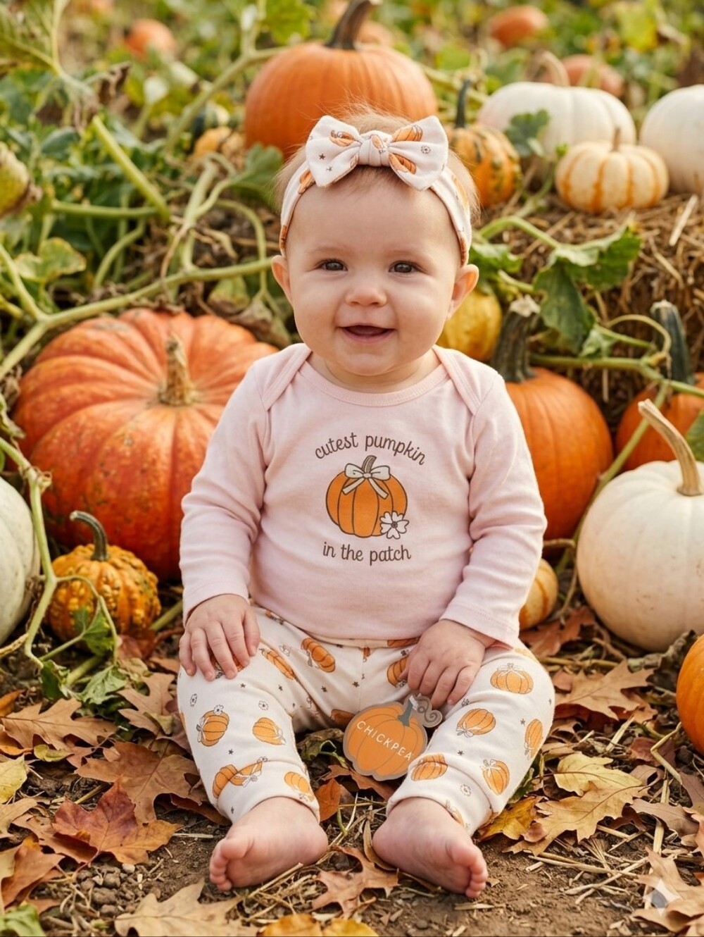 Chickpea 3-piece baby girl outfit  "Cutest pumpkin in the Patch Size 6-9M New